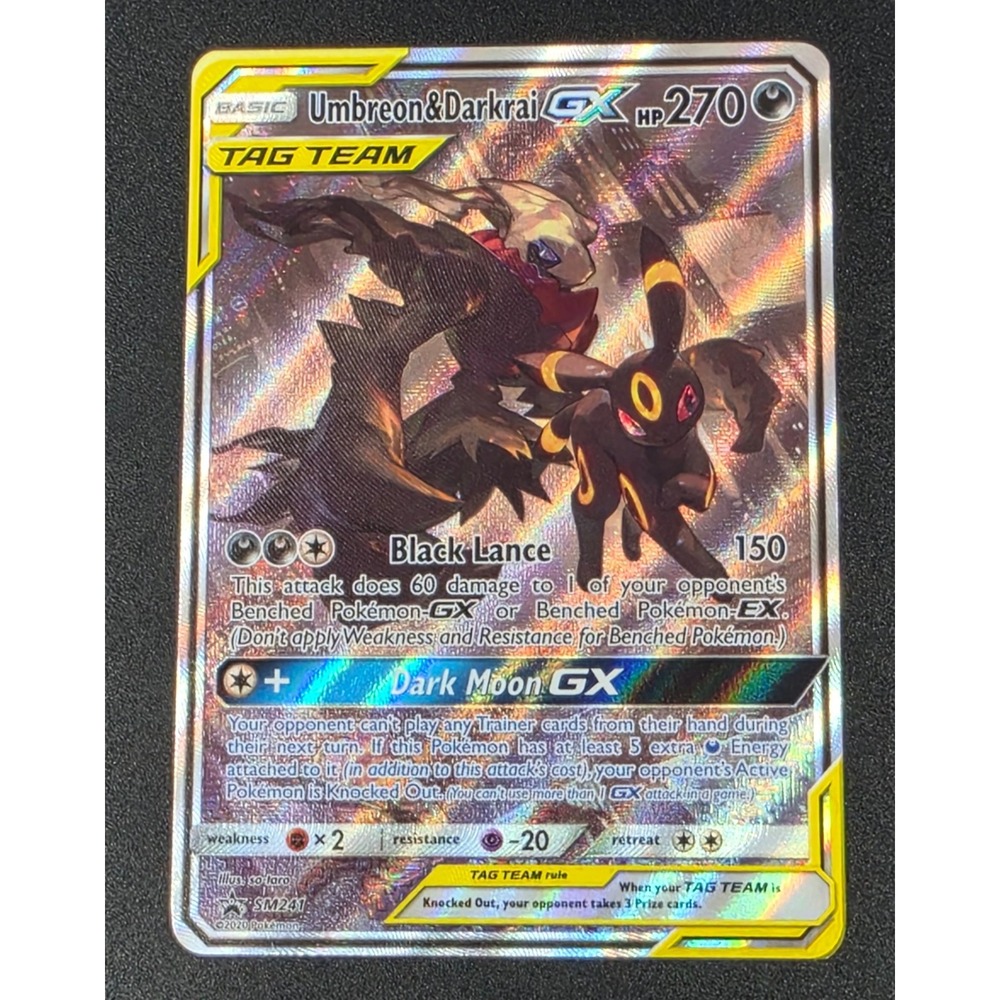 Pokemon Umbreon & Darkrai GX SM241 Tag Team Full Art Promo Holo Rare Card
